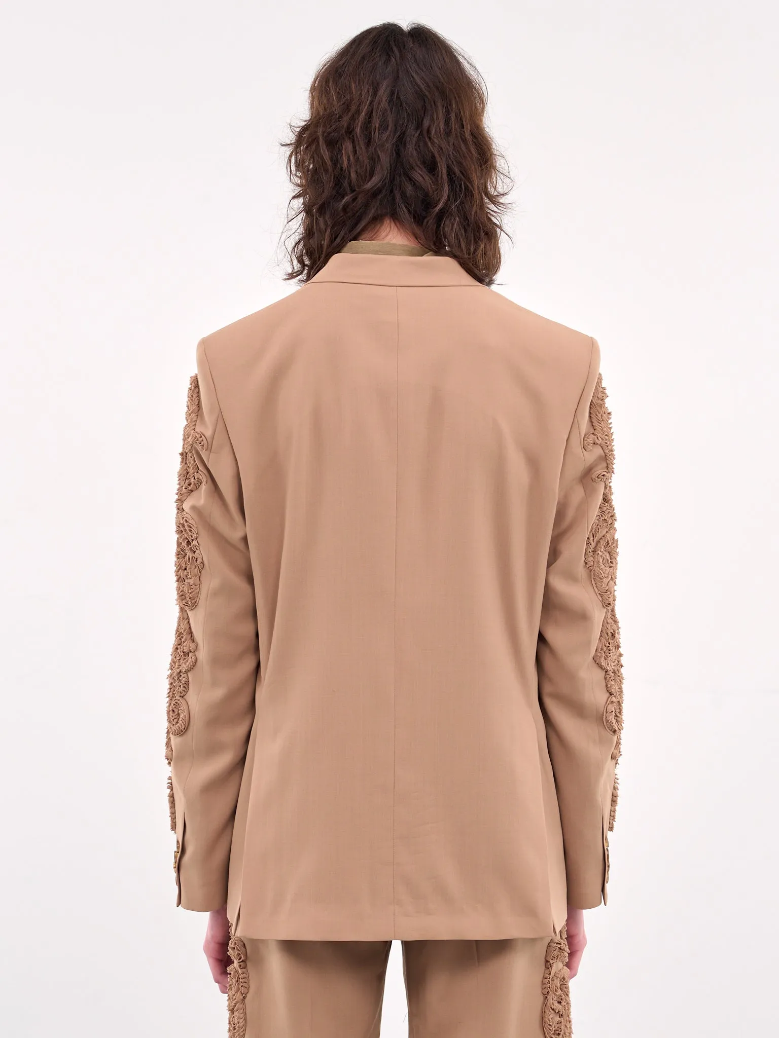 Appliqué Double-Breasted Blazer (JK018-BEIGE)