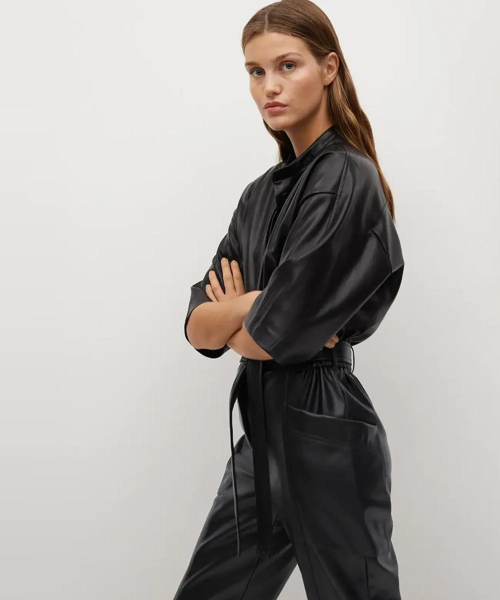 Black One Piece Leather Dress