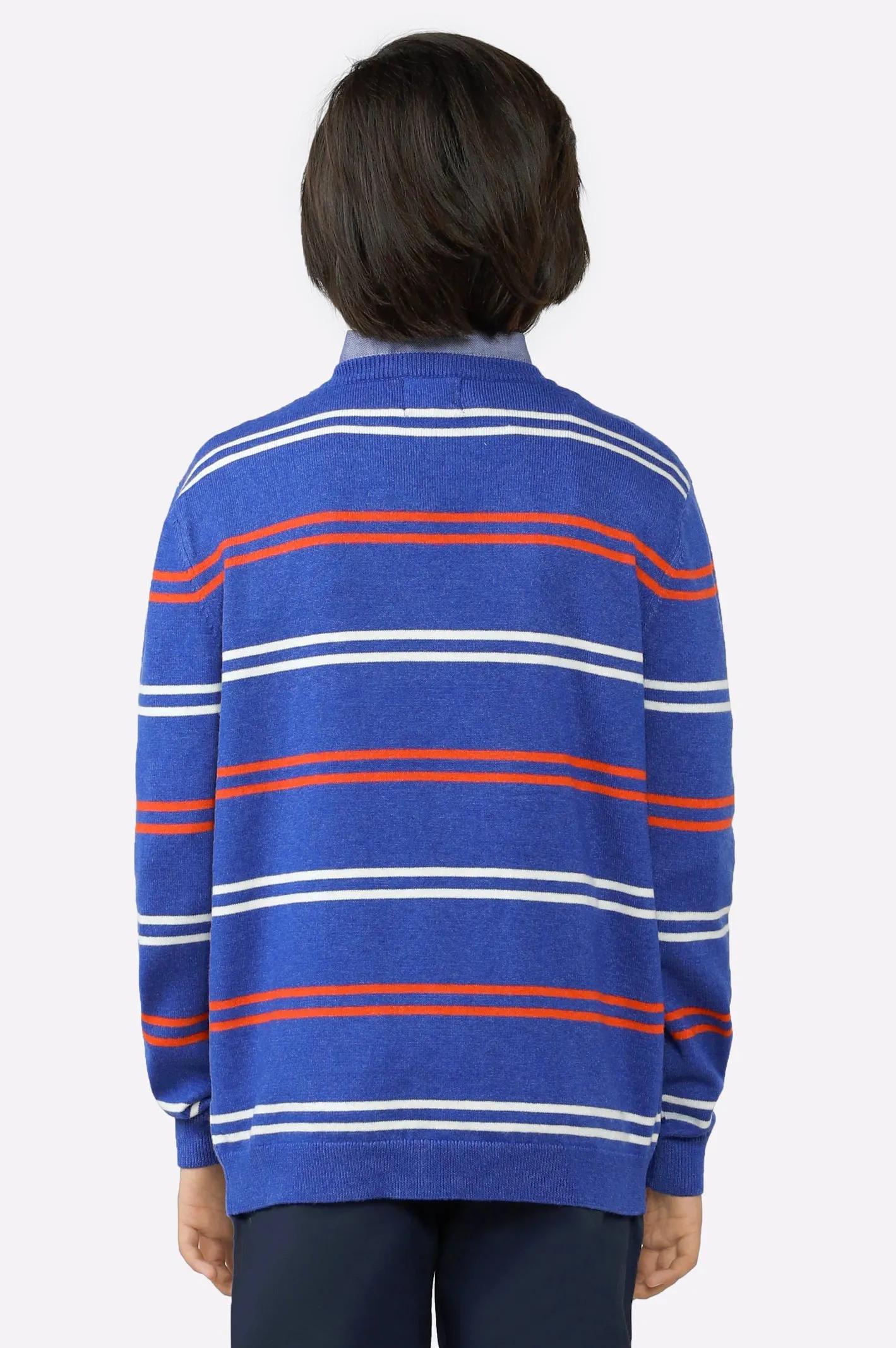 Blue Round Neck Boys Sweaters