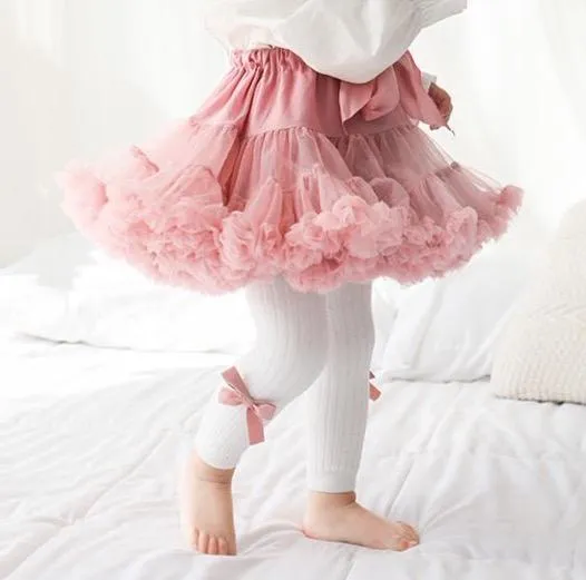 Bow Ribbed Solid Tights
