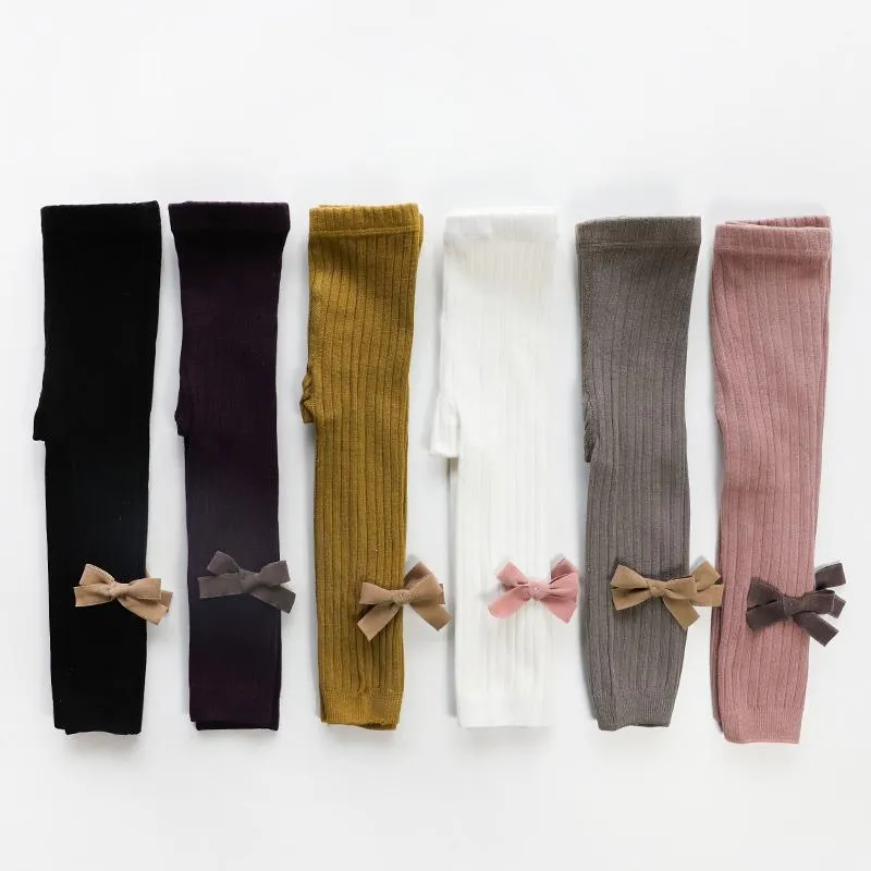 Bow Ribbed Solid Tights