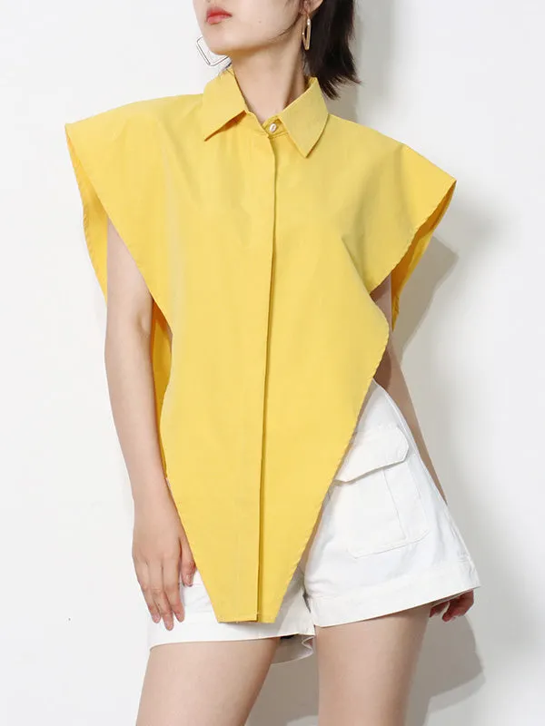 Chicmy-Original Solid Color Irregularity Geometry Blouse Tops