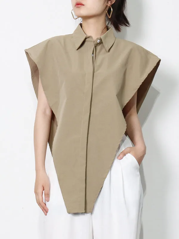 Chicmy-Original Solid Color Irregularity Geometry Blouse Tops