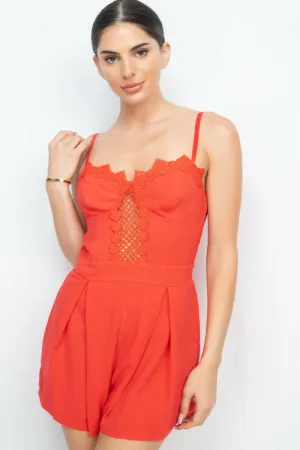 Cinched Zip Sweetheart Pleated Romper