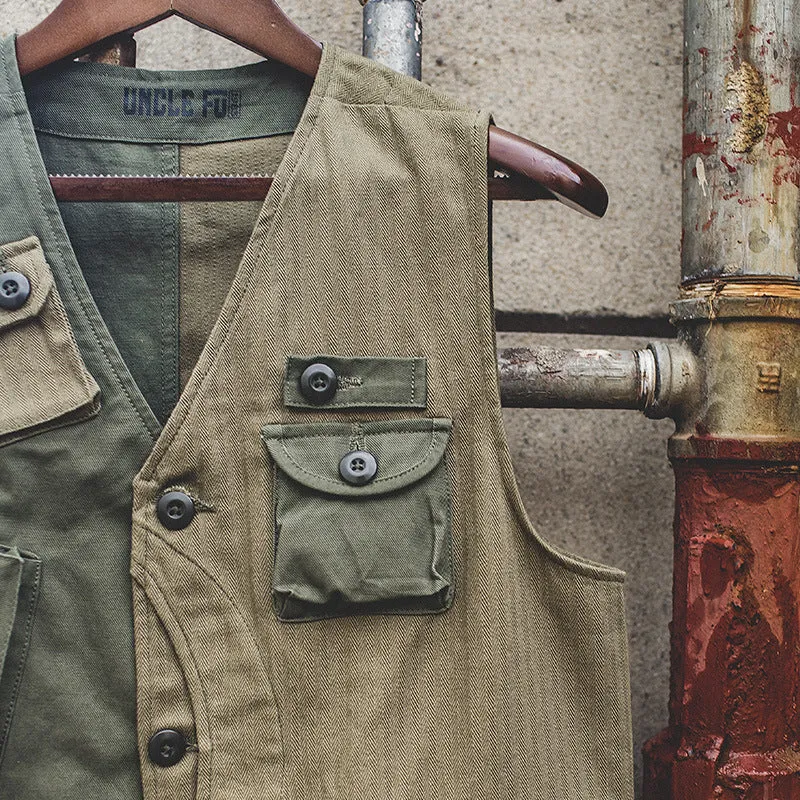 Classic Patchwork Multi-Pocket Tool Vest