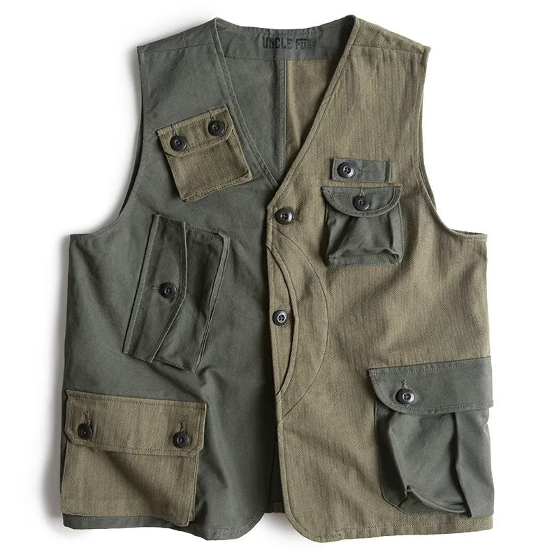 Classic Patchwork Multi-Pocket Tool Vest