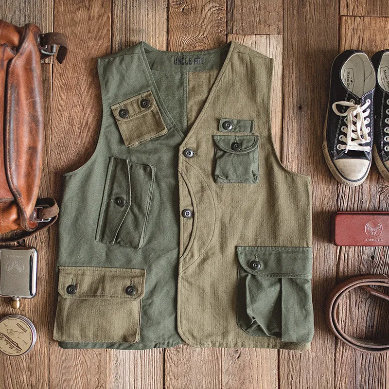 Classic Patchwork Multi-Pocket Tool Vest