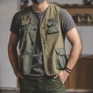 Classic Patchwork Multi-Pocket Tool Vest
