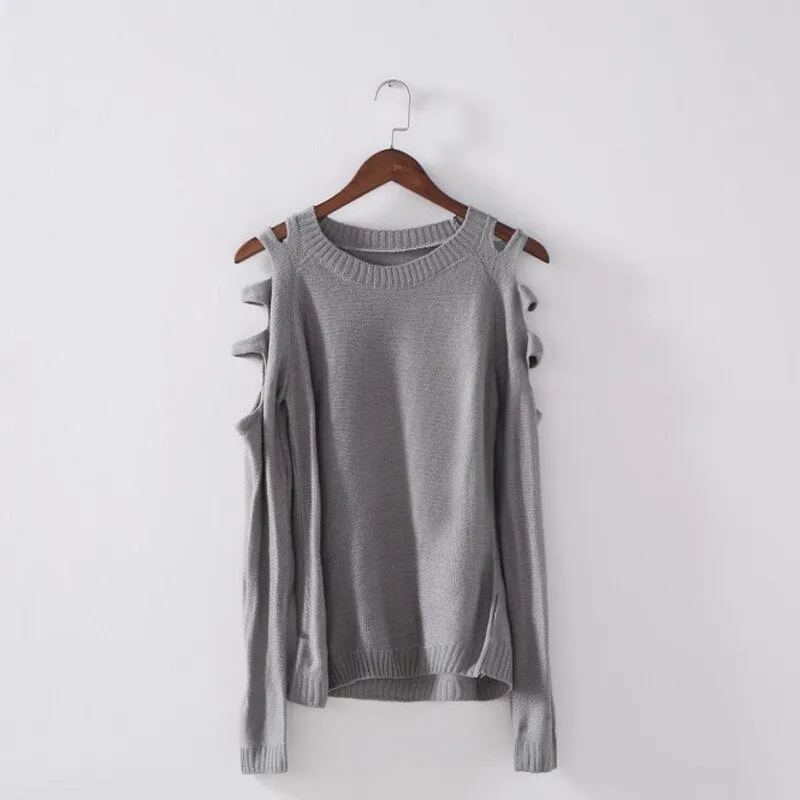 Cold Shoulder Hollow Out Thin Knitted