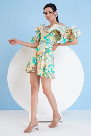 Corsage Printed Short Jumpsuit