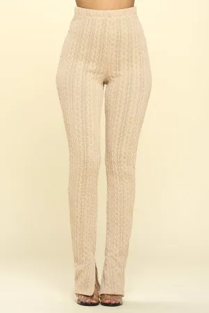 Cream Knit High Rise Leggings
