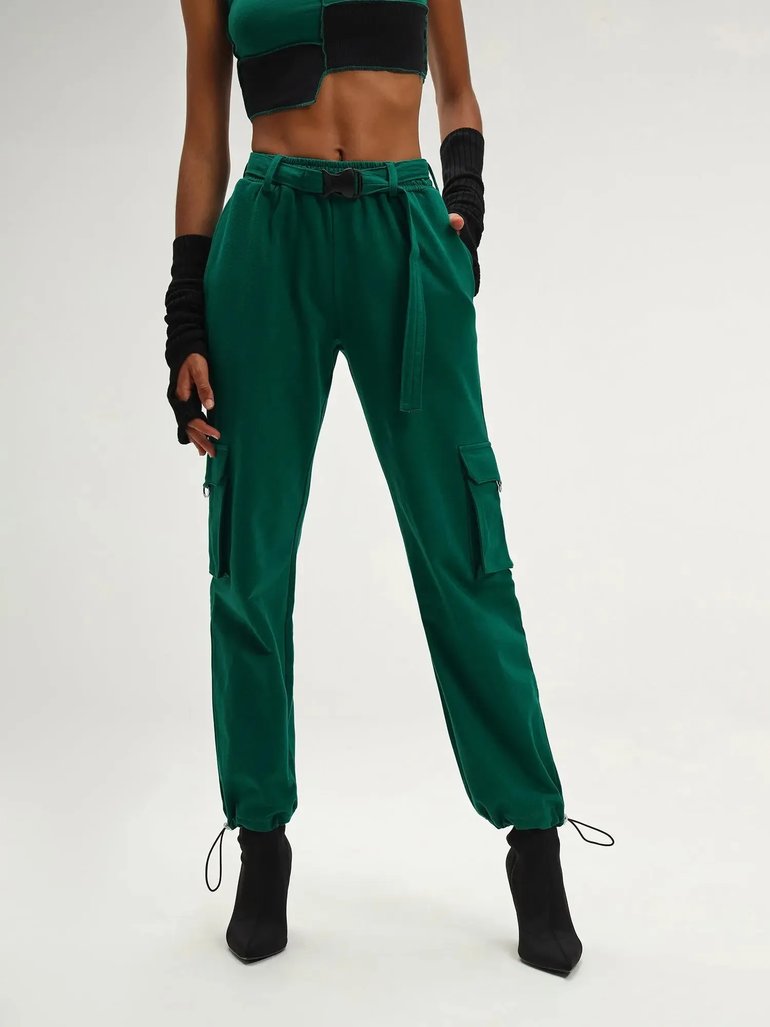 Cyprus Dark Green Parachute Jogger Pants