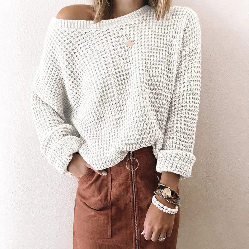 Diagonal Collar Casual Solid Tops Sweaters Wholesale