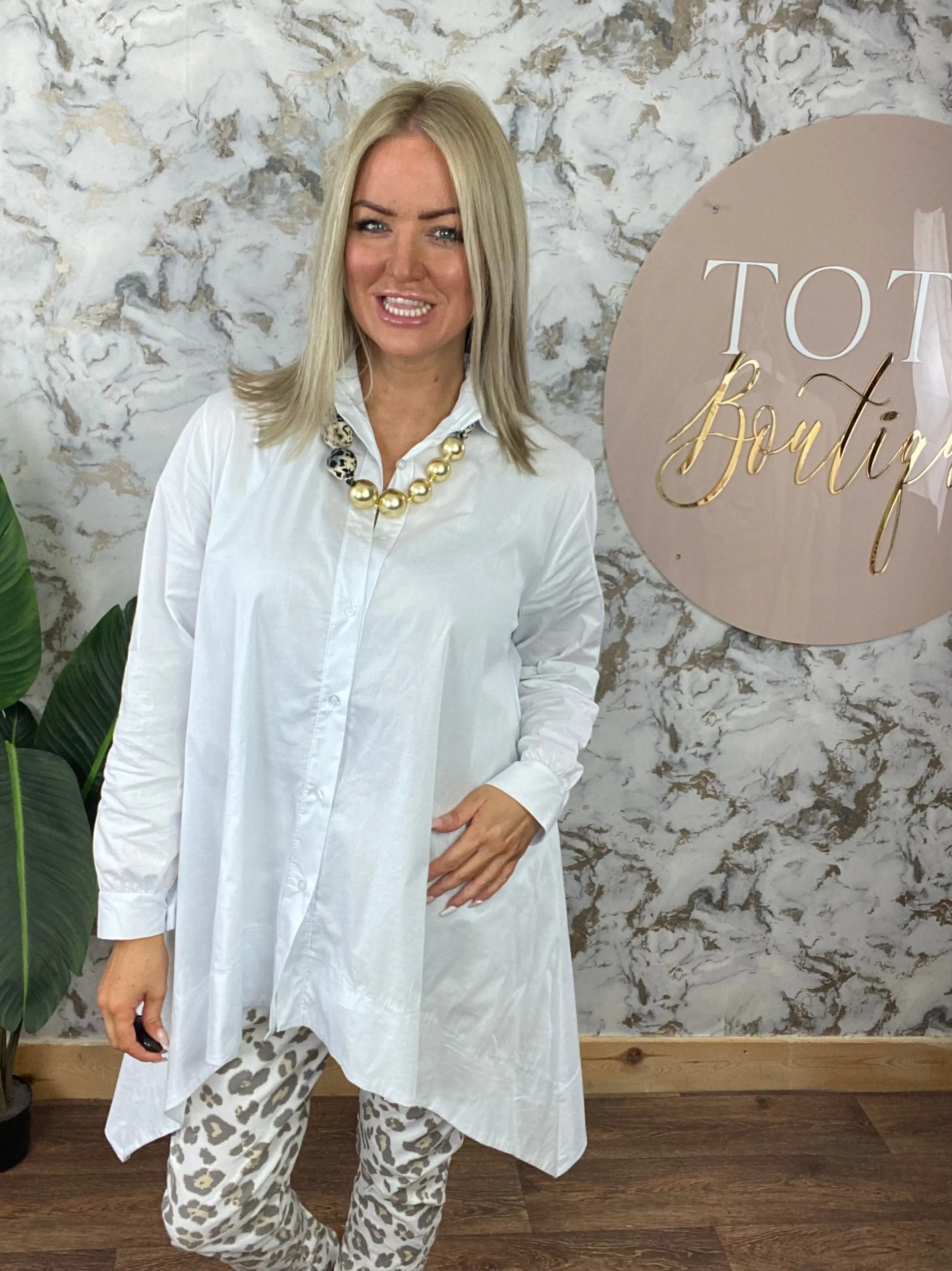 Dip side layering shirt - white