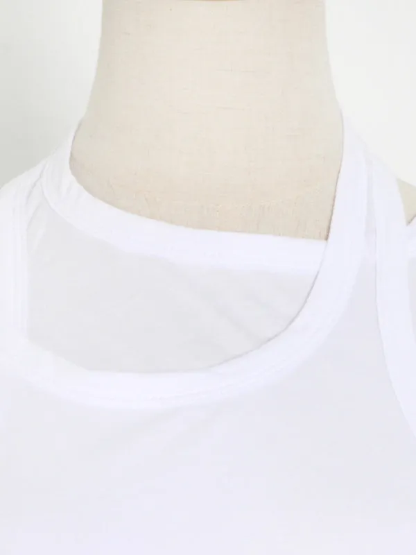 False Two Solid Color Sleeveless Vest Tops