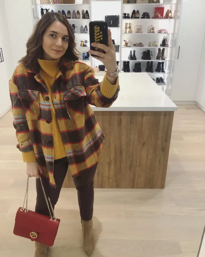 FLANNEL OVERSIZED SHIRT JACKET - BROWN