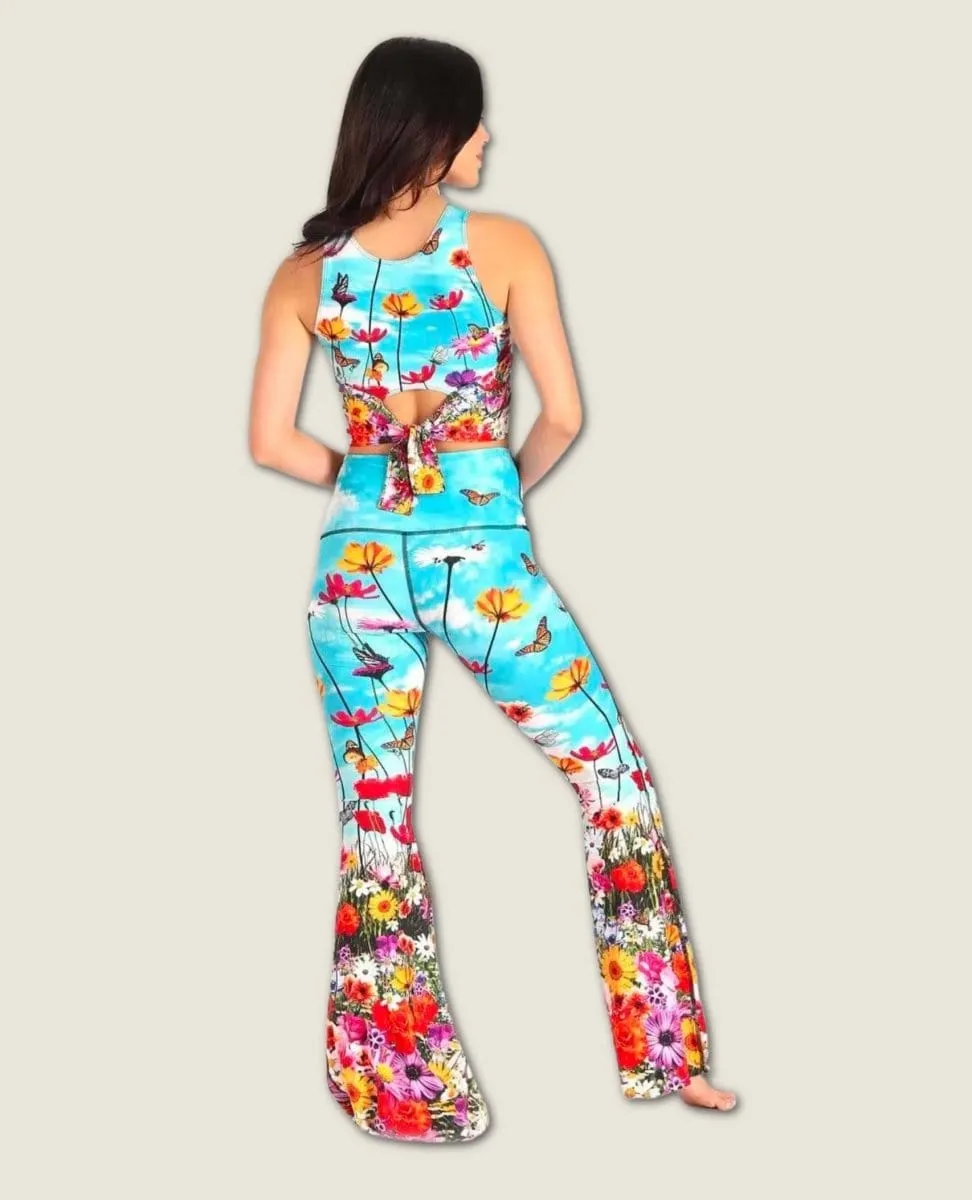 Flower Bomb Printed Bell Bottoms