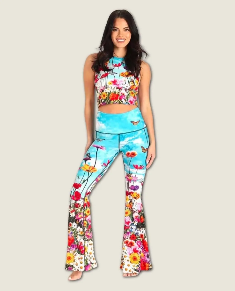 Flower Bomb Printed Bell Bottoms