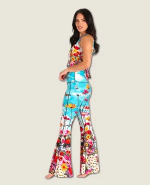 Flower Bomb Printed Bell Bottoms