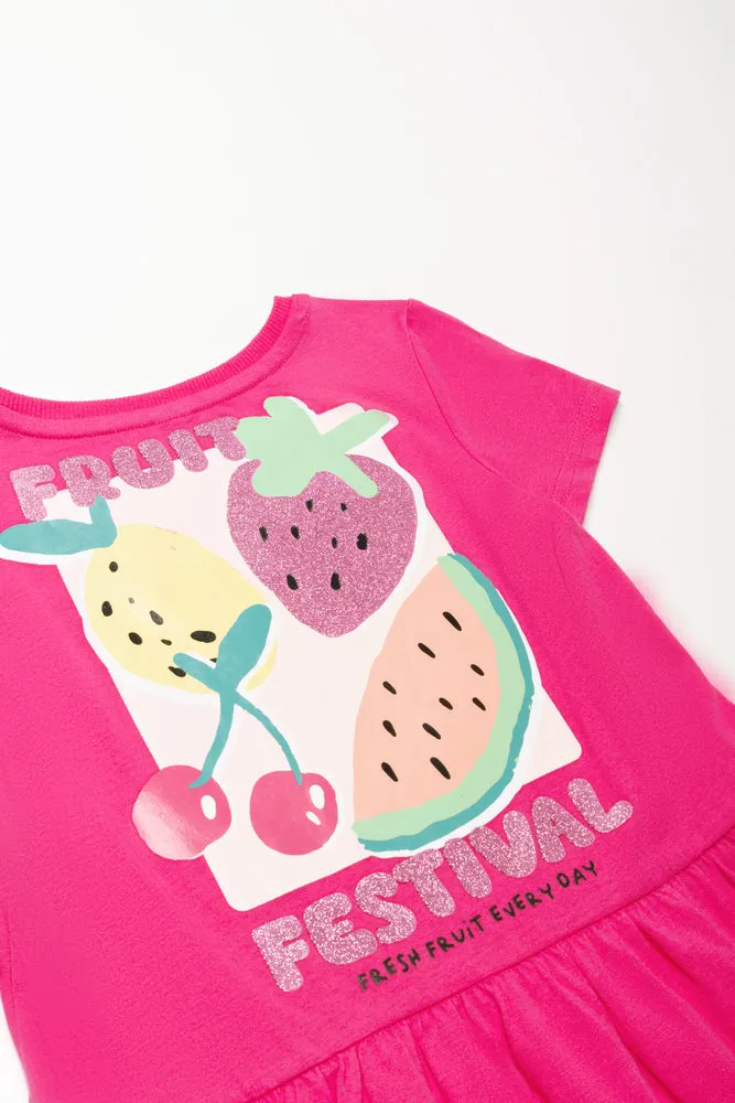 Fruit T-Shirt Dress Pink