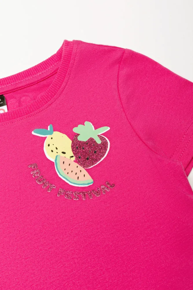 Fruit T-Shirt Dress Pink