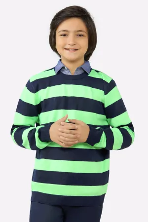 Green Round Neck Boys Sweaters