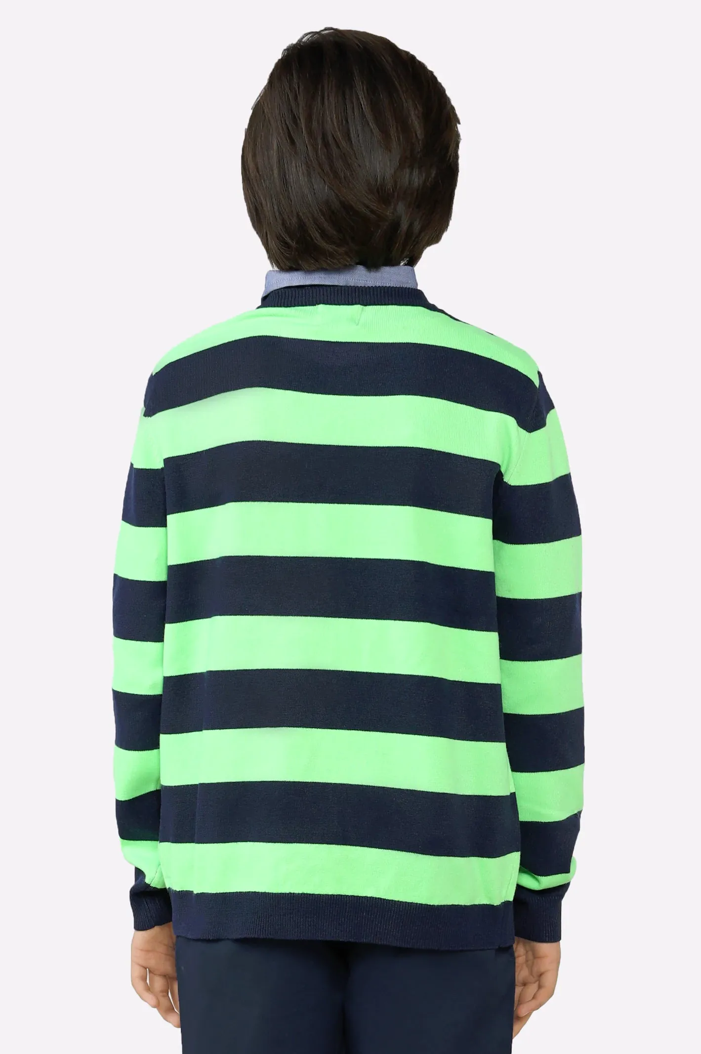 Green Round Neck Boys Sweaters