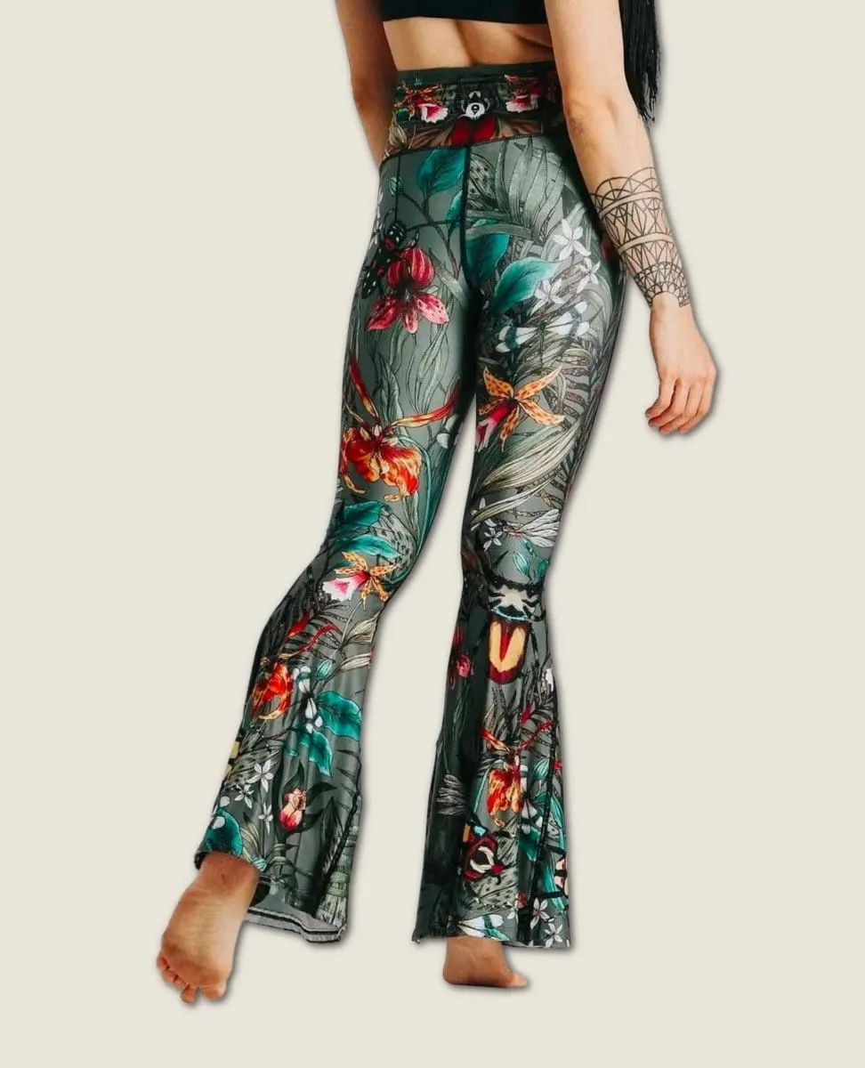 Green Thumb Printed Bell Bottoms