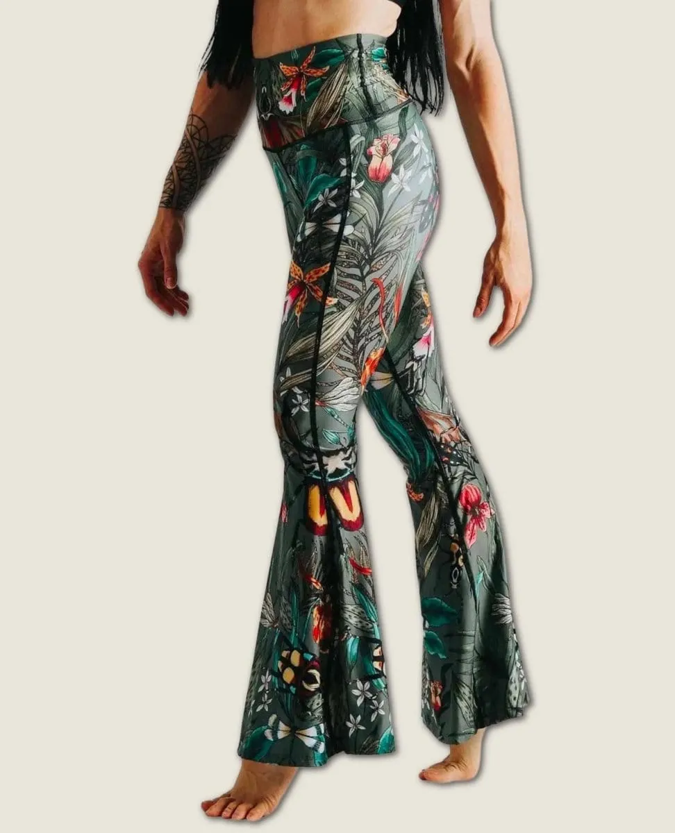Green Thumb Printed Bell Bottoms