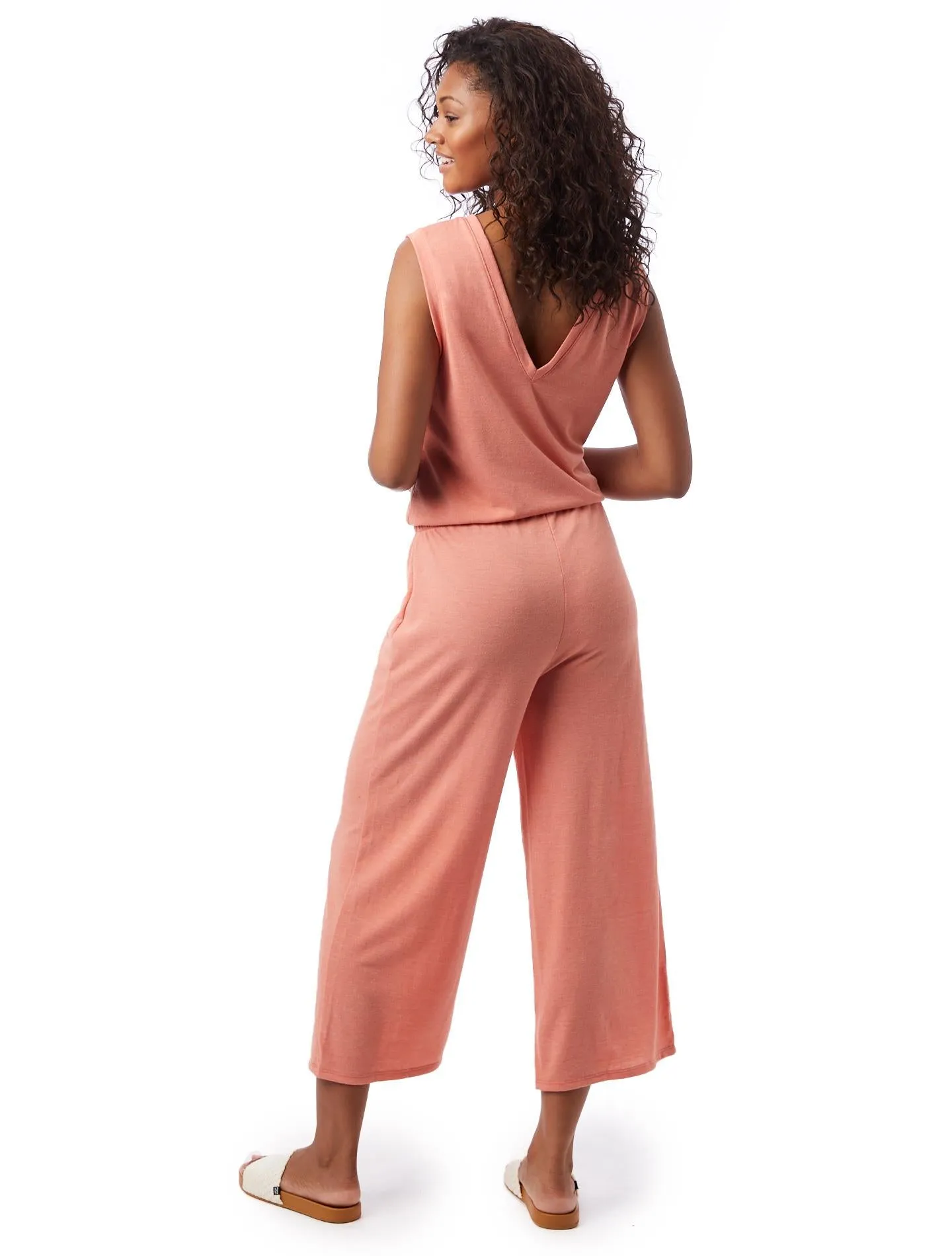 Harper Crop Jumpsuit (Sunset Coral)