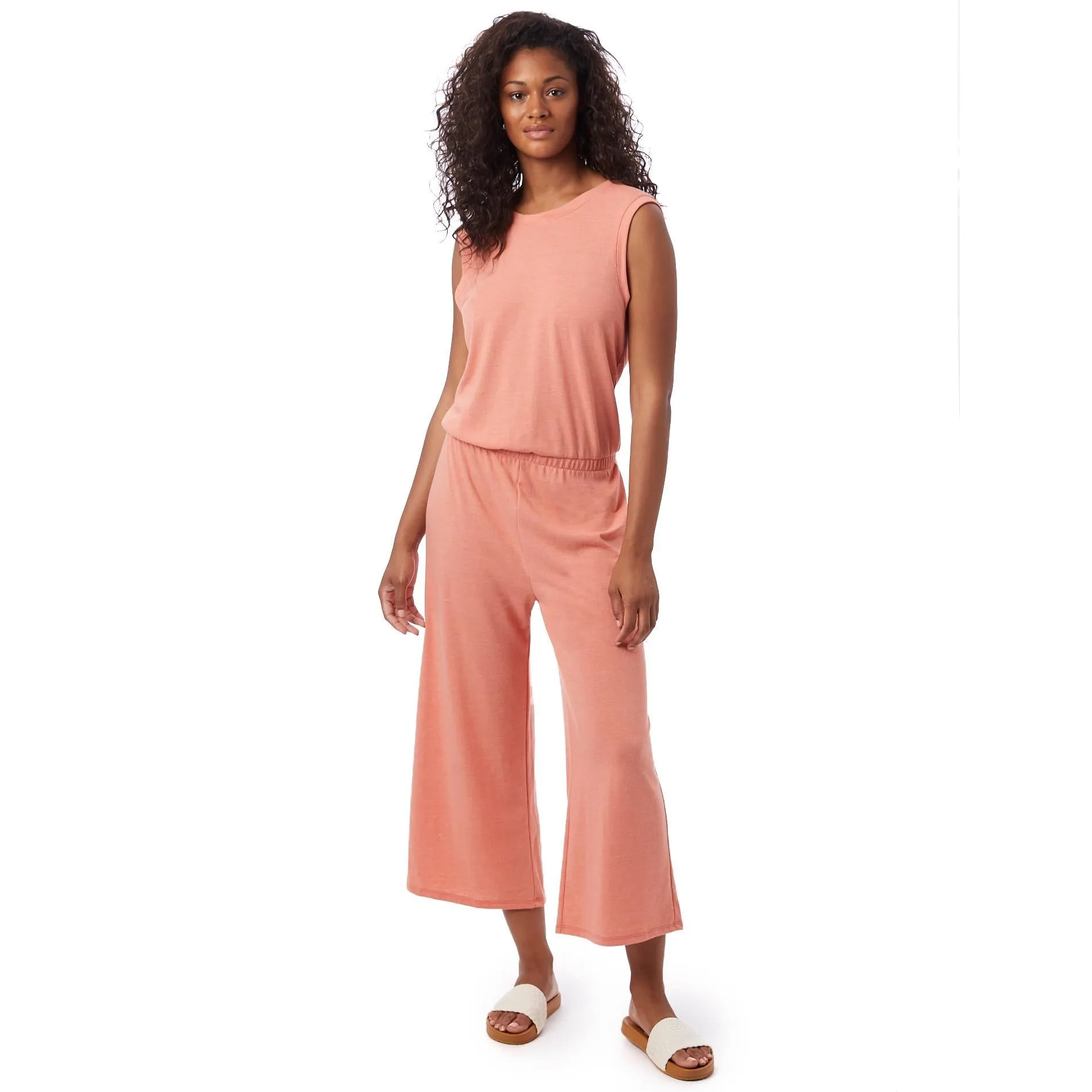 Harper Crop Jumpsuit (Sunset Coral)