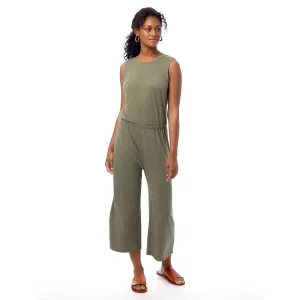 Harper Eco-Jersey Cropped Jumpsuit (Army Green)