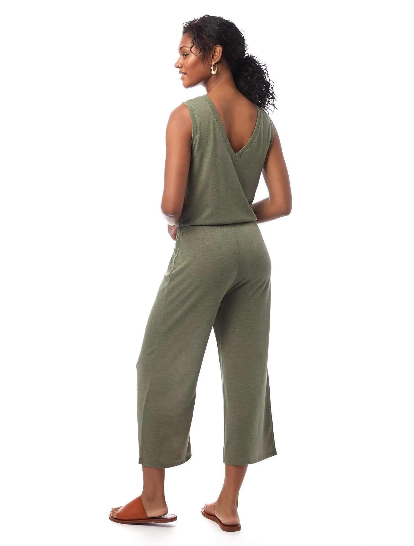 Harper Eco-Jersey Cropped Jumpsuit (Army Green)