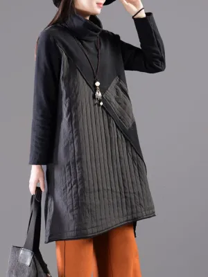 Irregular Cotton-padded Patchwork Women Sweatshirts