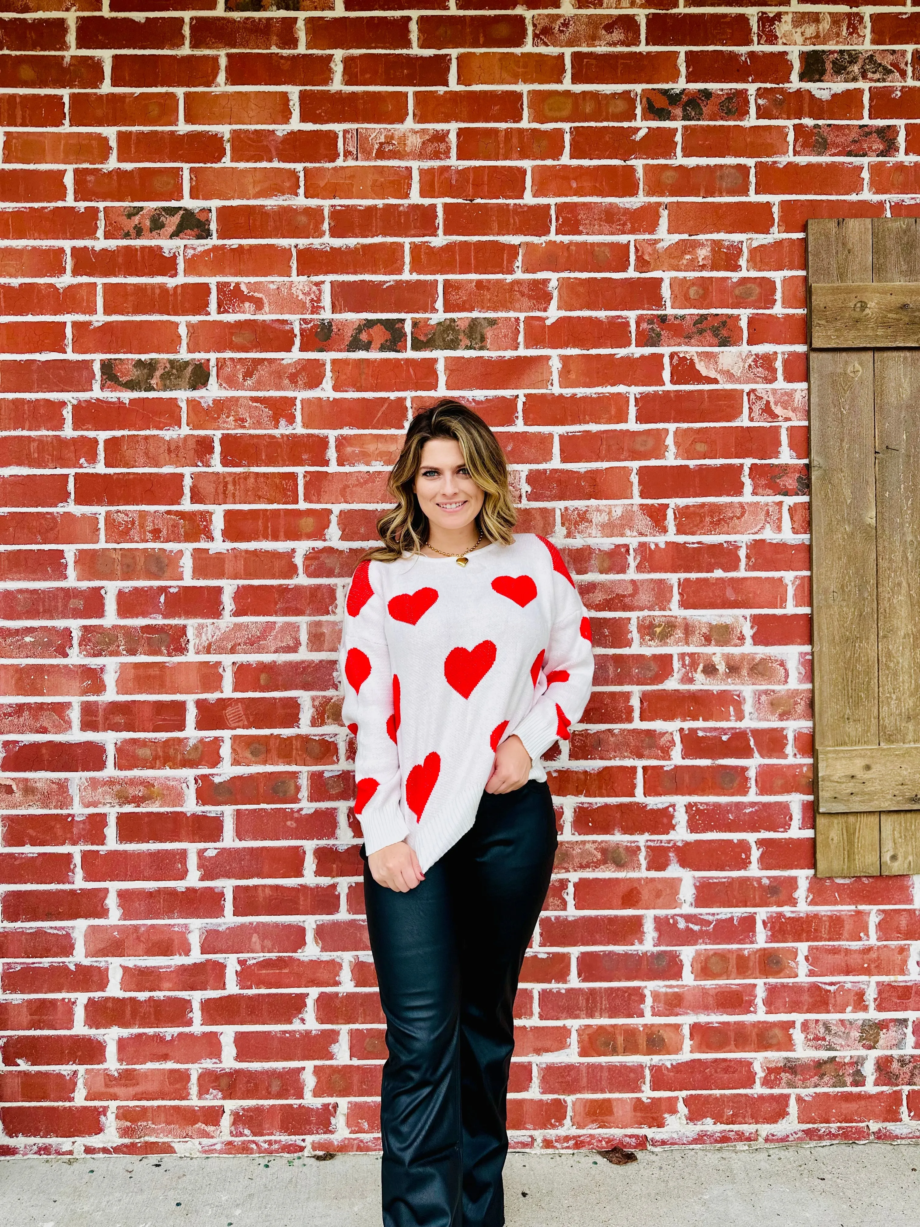 Ivory & Red Keeper Of My Heart Open Back Sweater