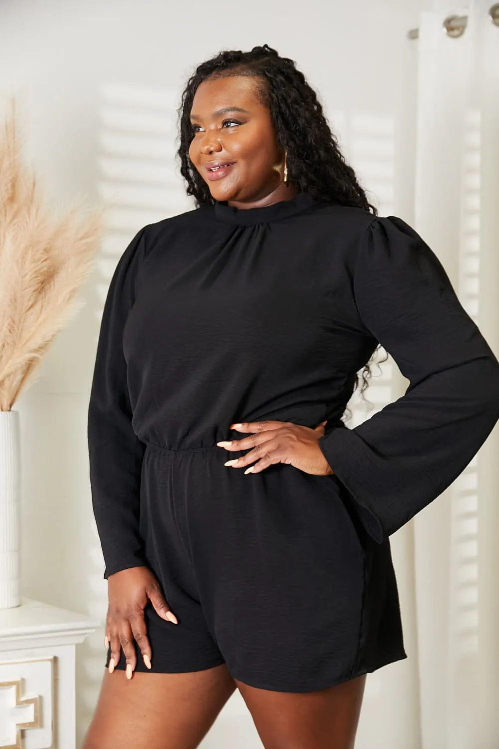 Ivyshape | Culture Code Full Size Open Back Romper with Pockets