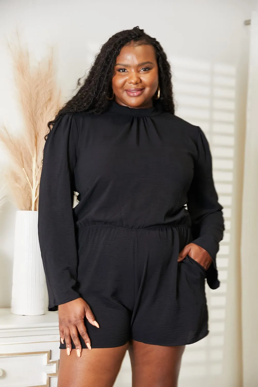 Ivyshape | Culture Code Full Size Open Back Romper with Pockets