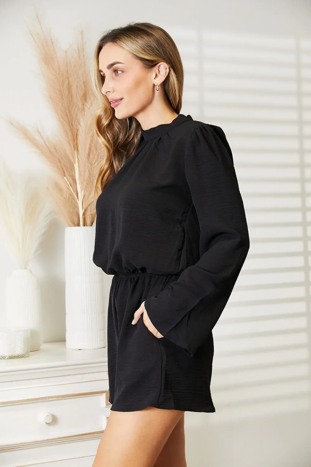 Ivyshape | Culture Code Full Size Open Back Romper with Pockets