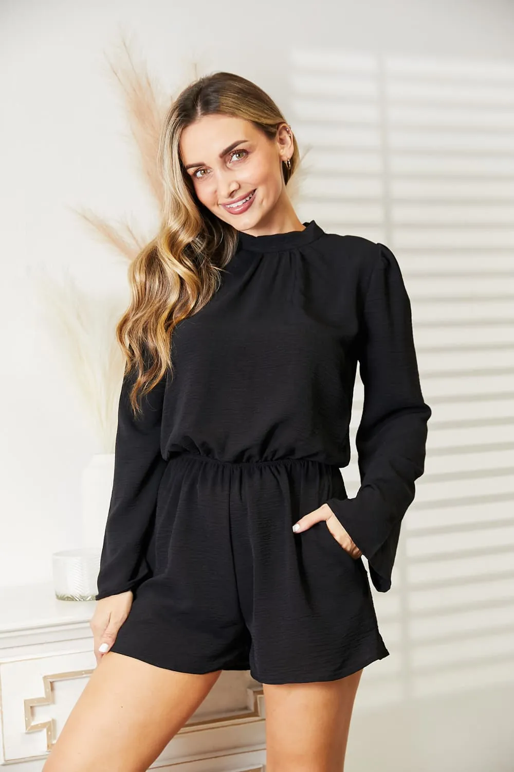 Ivyshape | Culture Code Full Size Open Back Romper with Pockets
