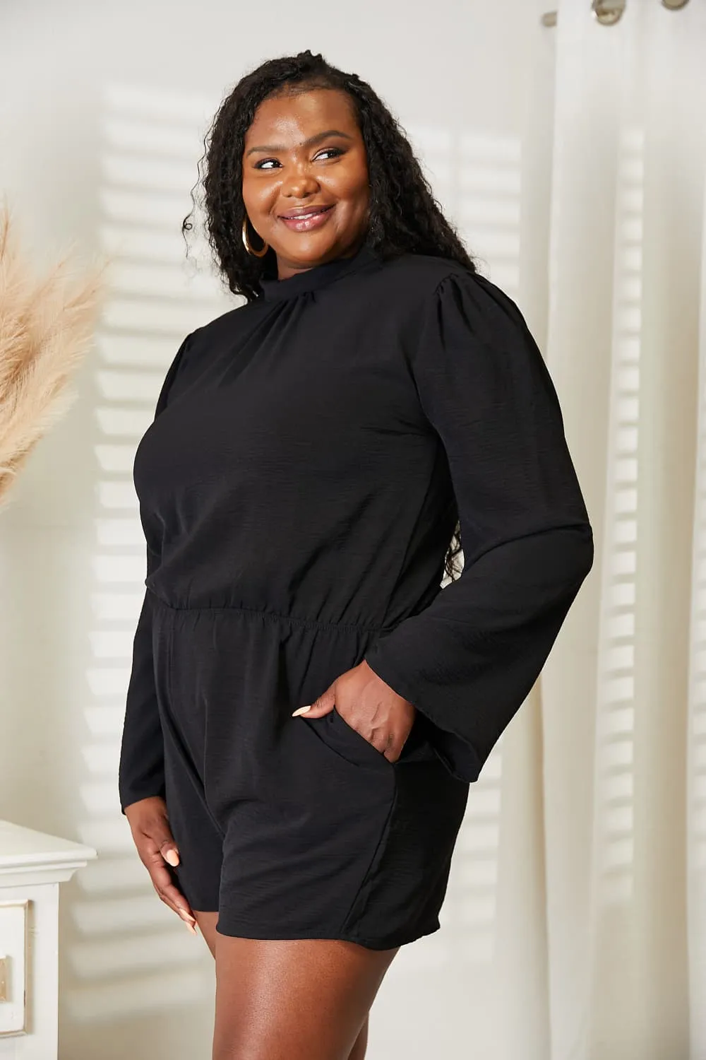 Ivyshape | Culture Code Full Size Open Back Romper with Pockets