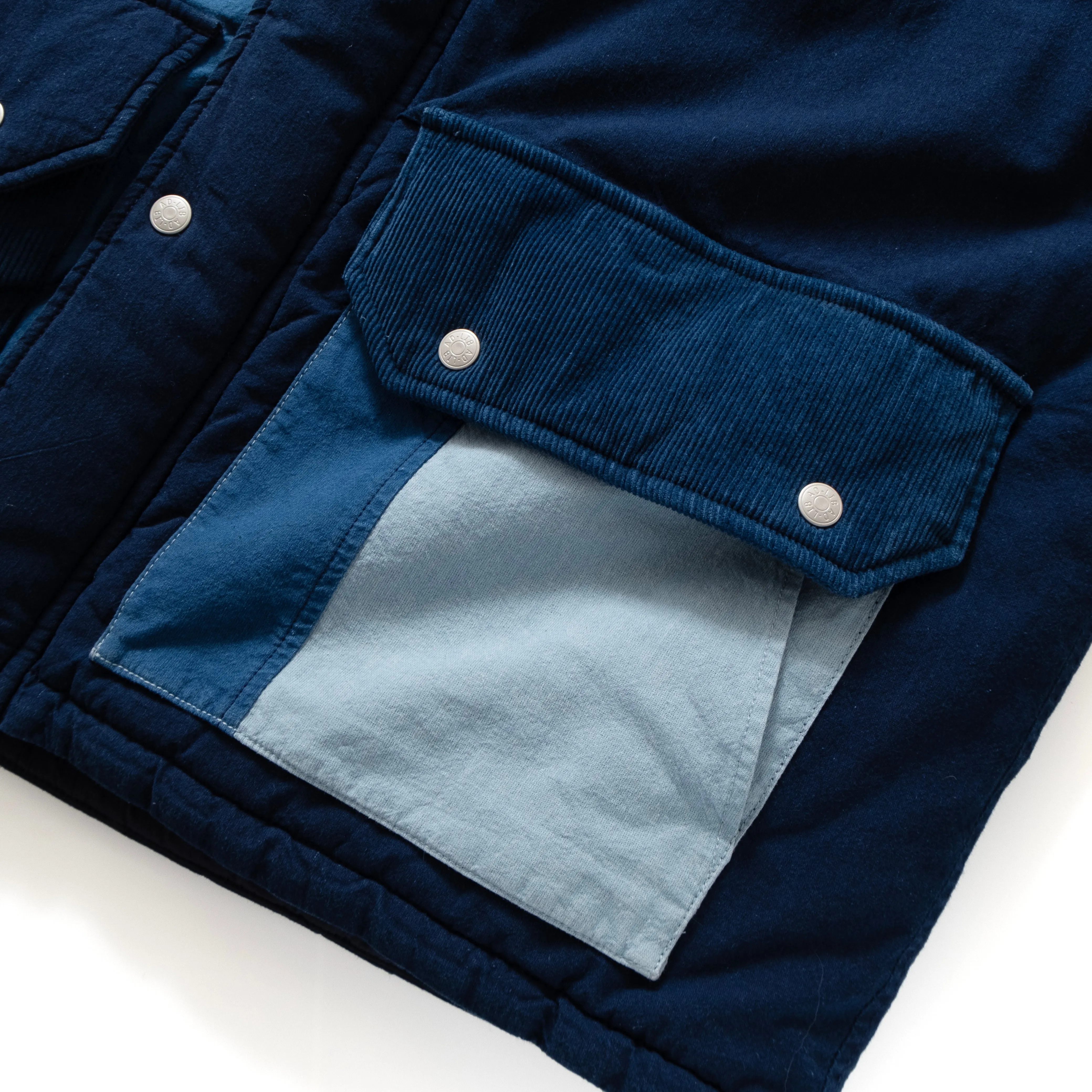 (JK338) Indigo Patchwork Padded Vest