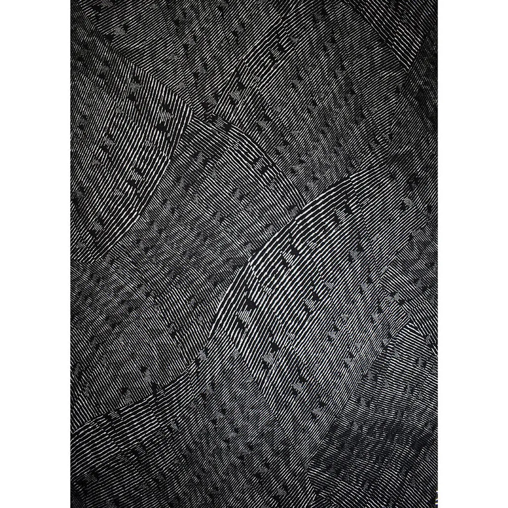 Large Scale Stripe Geometric Print Sweater Knit Black/Grey