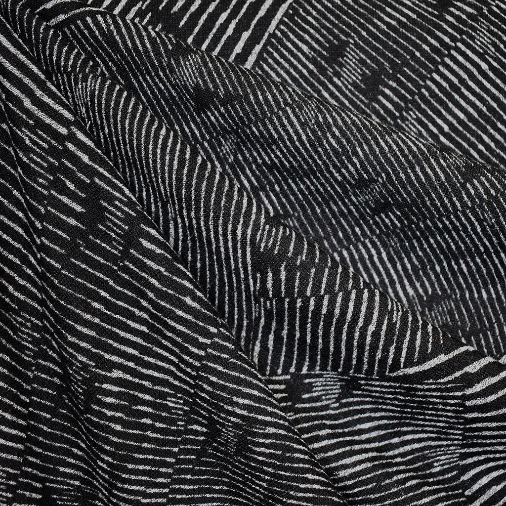 Large Scale Stripe Geometric Print Sweater Knit Black/Grey