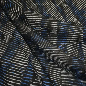 Large Scale Stripe Geometric Print Sweater Knit Black/Royal