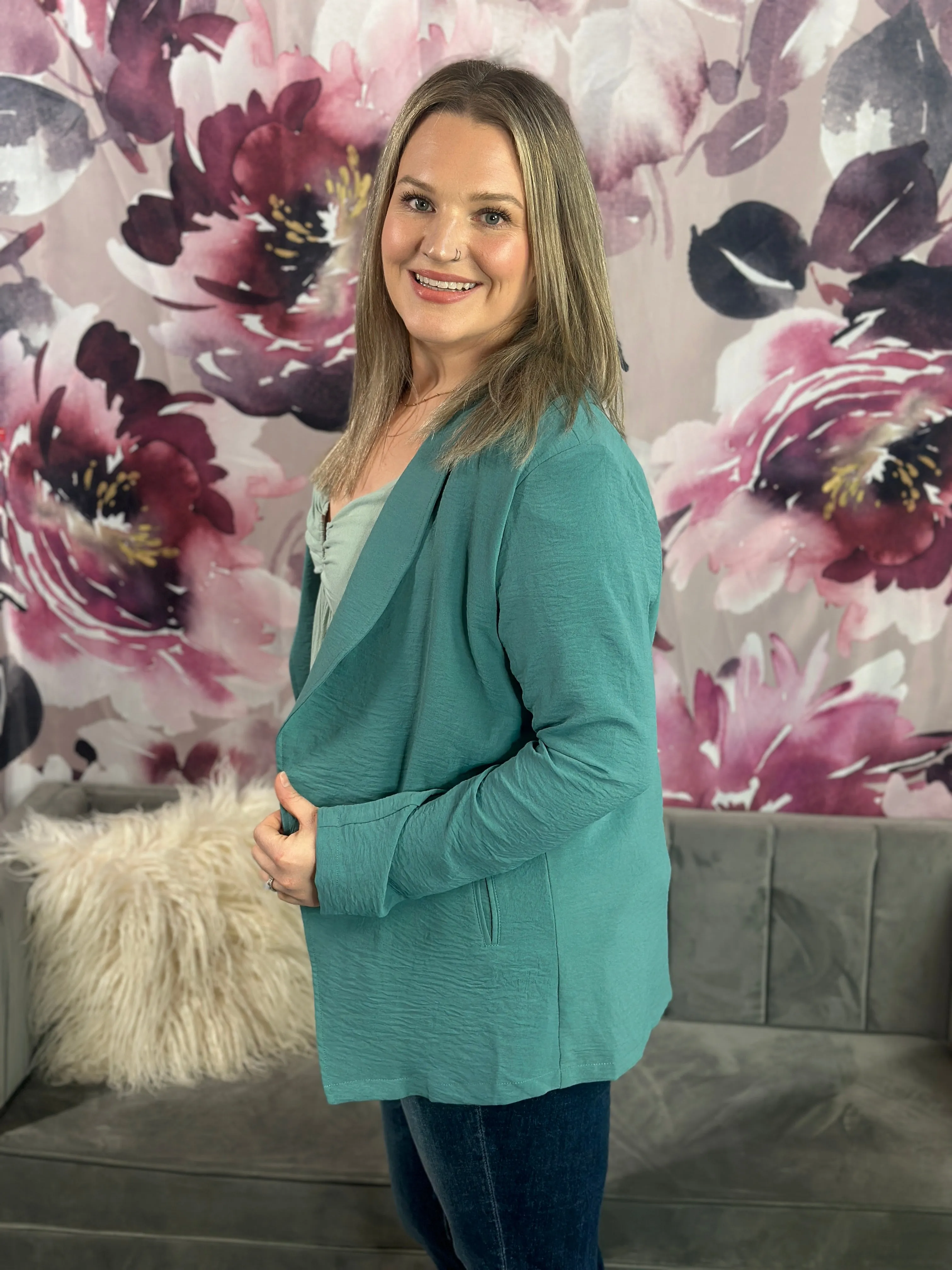 Lightweight Teal Blazer Overlay - (Small - 1X) - FINAL SALE