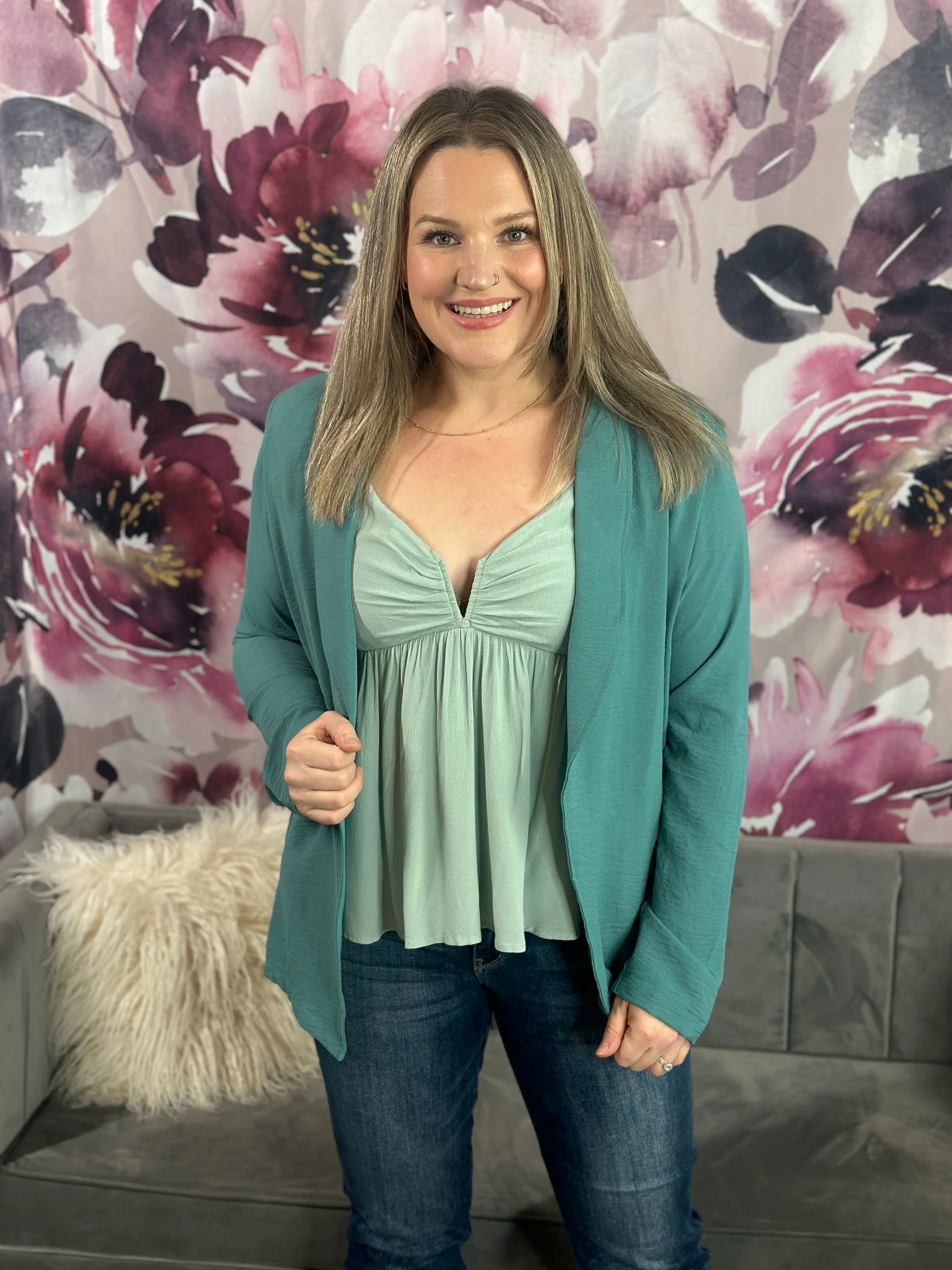 Lightweight Teal Blazer Overlay - (Small - 1X) - FINAL SALE