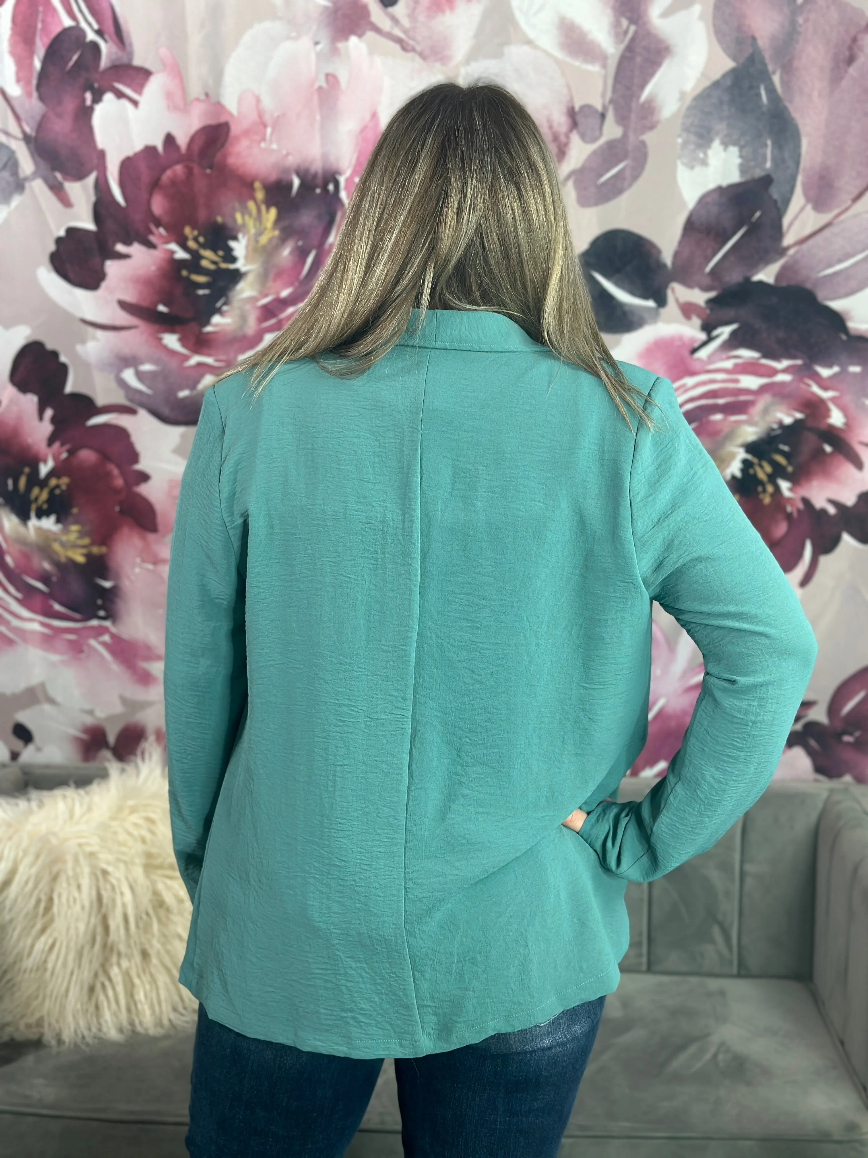 Lightweight Teal Blazer Overlay - (Small - 1X) - FINAL SALE