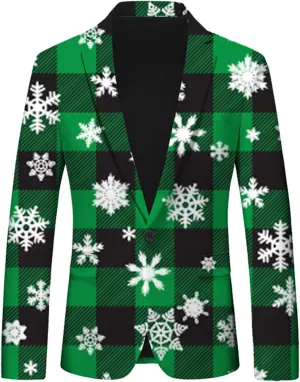 Mens Christmas Suit Jacket Ugly Christmas Blazer Jacket Funny Xmas Santa Party Blazers Sport Coat Christmas Suit for Men