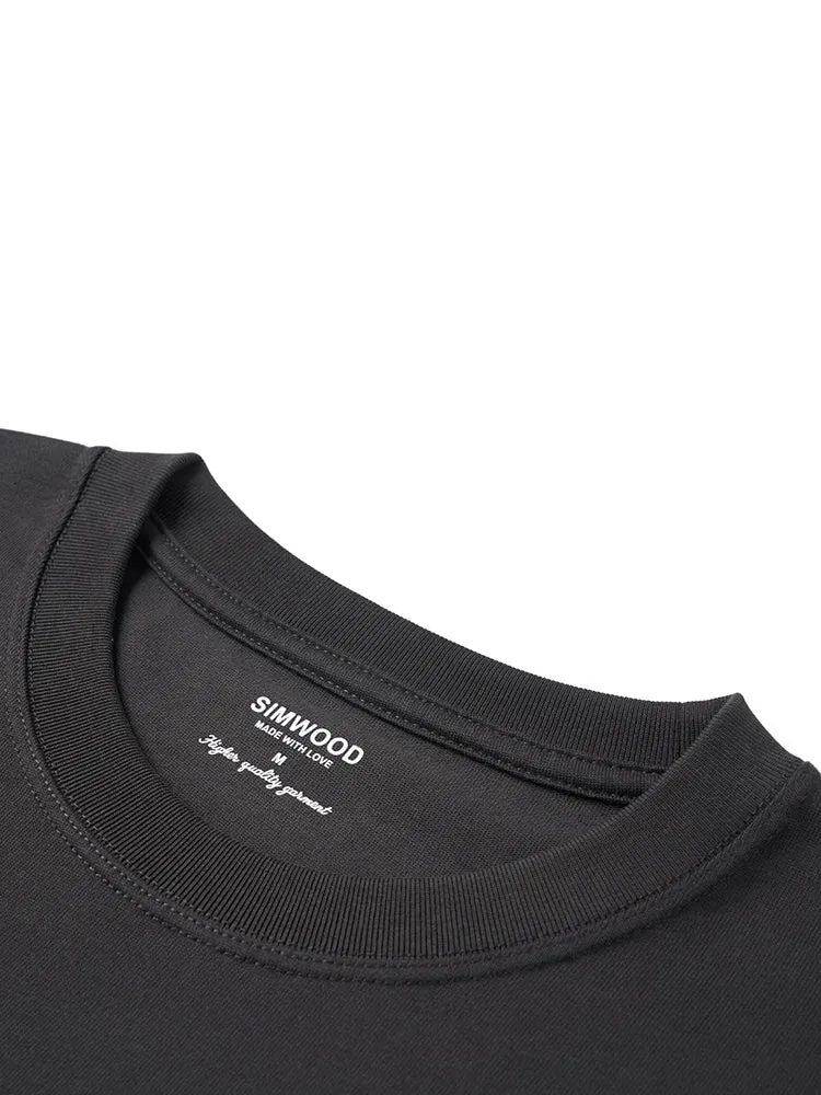 Mens Heavyweight Embroidered T-Shirt  300gsm Regular Fit Tee in Black & Cream