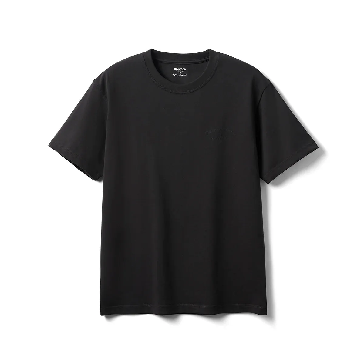 Mens Heavyweight Embroidered T-Shirt  300gsm Regular Fit Tee in Black & Cream
